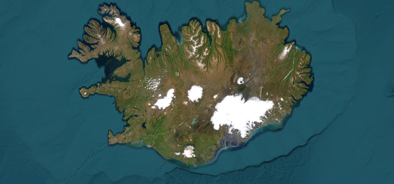 Satellite map of the Ring driving tour, Iceland