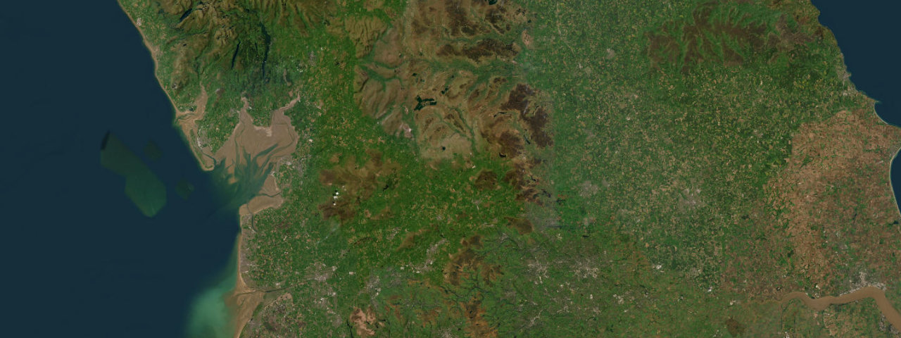 Satellite view of the Yorkshire Dales roads