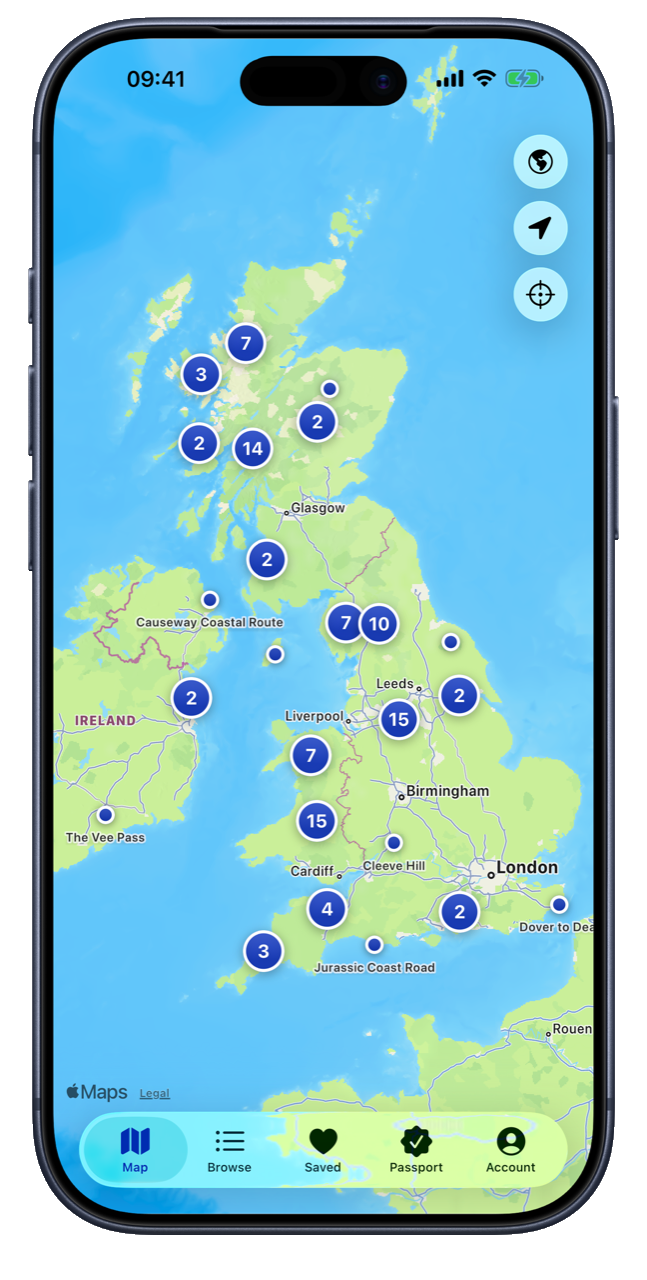 The Routes app showing the live road map
