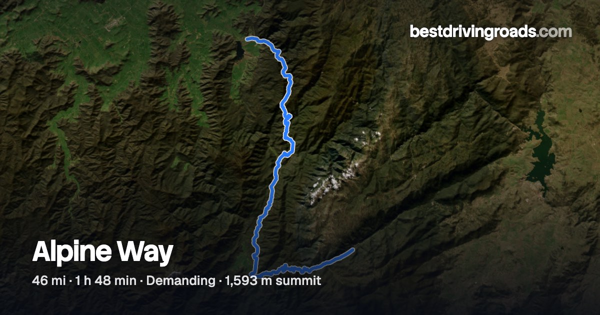 Alpine Way: map, corners and drive guide